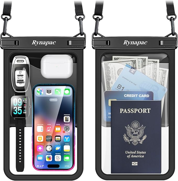 [Up to 10"] Large Waterproof Phone Pouch Bag - 2 Pack Waterproof Phone Case for iPhone 16 15 14 Pro Max Galaxy S25 S24 Ultra, IPX8 Cellphone Water Protector Pouch Beach Essentials Travel Must Haves