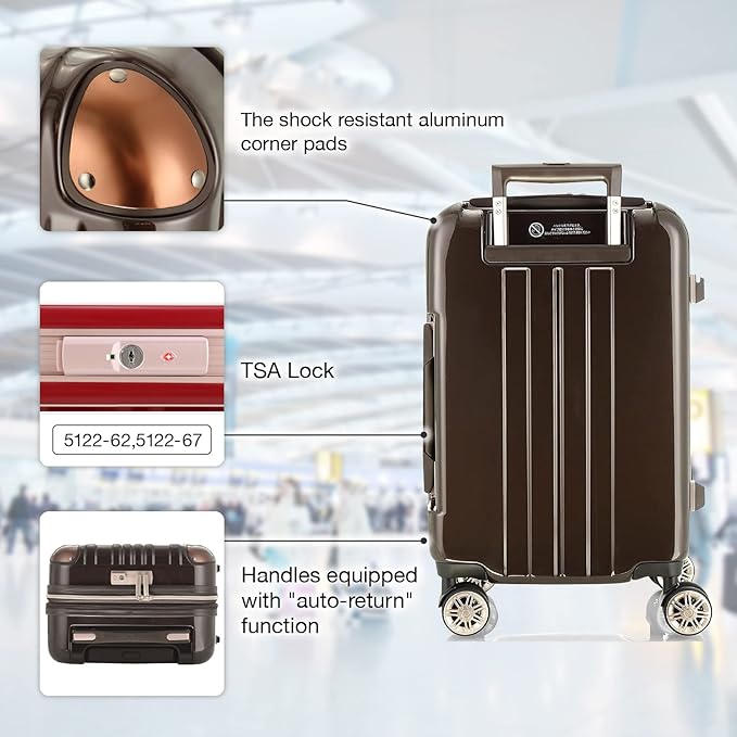 LEGEND WALKER Durable Aluminum Frame Hardside Luggage, 28-inch, Rose Gold, 5122-62-RGD
