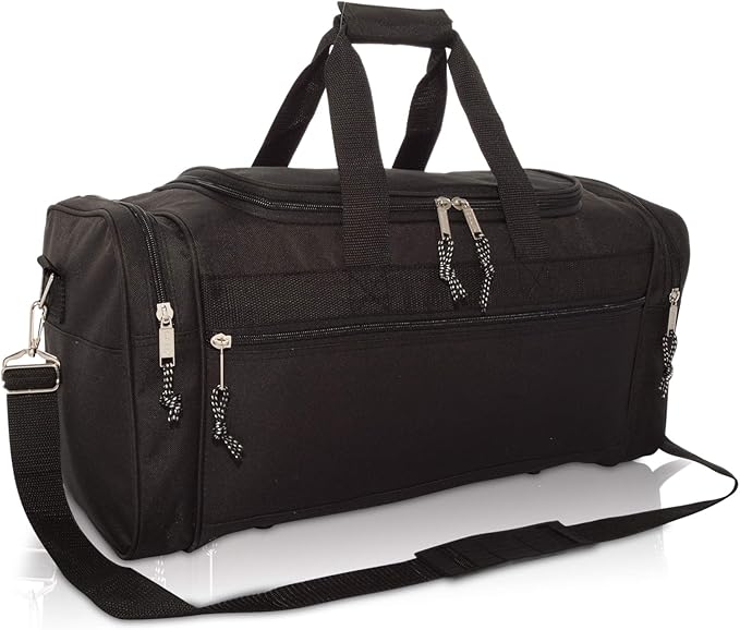 DALIX 21" Blank Sports Duffle Bag Gym Bag Travel Duffel Adjustable Strap in Black