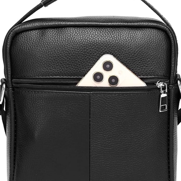 KPYWZER Genuine Leather Shoulder Bag Small Men Messenger Pack Handbag Sling Crossbody Bag Man Purse for Business