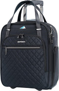 EMPSIGN Underseat Carry On Wheeled - 16" Carry on Bag with Wheels Multi-functional Lightweight Rolling Bag Overnight Weekender Small Suitcase for Women Men Travel Business, Black