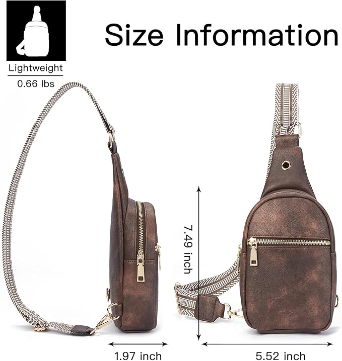 Telena Small Sling Bag for Women Leather Crossbody Fanny Packs Chest Bag for Women