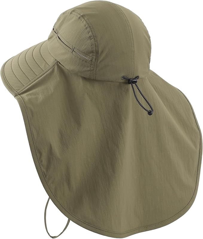 Home Prefer UPF 80+ Sun Hat for Men Women Wide Brim Sun Hat with Neck Flap Summer Safari UV Protection Gardening Fishing Hat