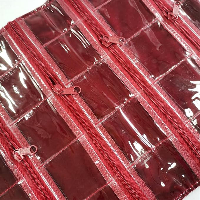 Travel Jewelry Roll Bag Portable Organizer Pouch With Grids&PVC Cover Storage Bags for Necklace, Bracelet, Bracelet,Ring, Badge, Pendant