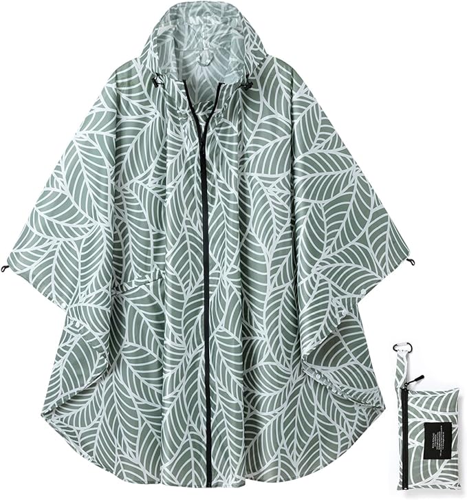 Rain Poncho Jacket Coat Hooded Zipper Style for Women/Men/Adult with Pocket
