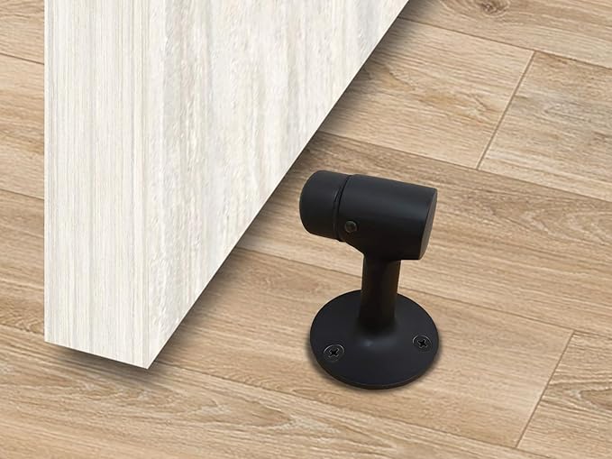 QCAA Solid Brass Door Stop, 3", Matte Black, Made in Taiwan, 2 Pack