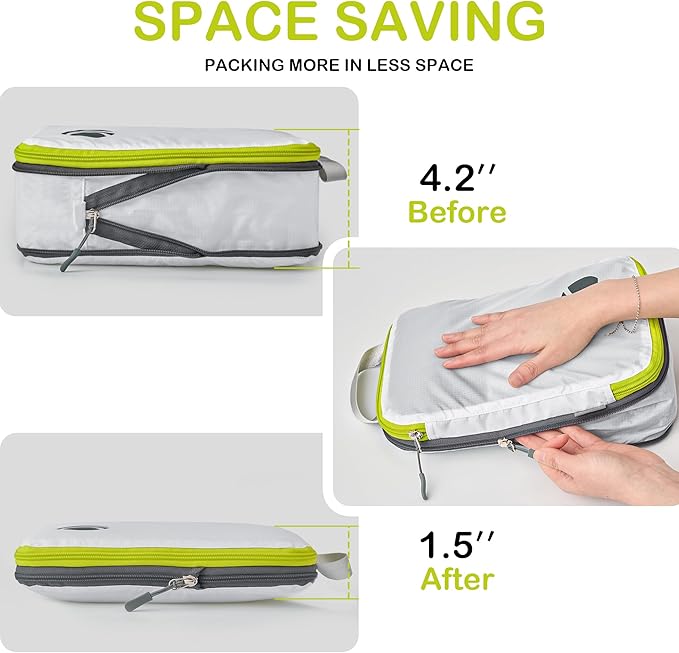 Cipway Compression Packing Cubes, Ultralight Luggage Organizer Bags, Travel Essentials for Carry on Suitcase (3 Piece,White)