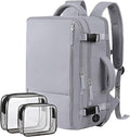 Hanples Extra Large Travel Backpack for Women as Person Item Flight Approved, 40L Carry On Backpack, 17 Inch Laptop Backpack, Waterproof Backpack, Hiking Backpack, Casual Bag (Gray)