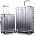TRAVELKING All Aluminum Luggage Carry On Spinner Hard Shell Suitcase Lightweight Metal Suitcases 20“ & 28 Inch Luggage Set