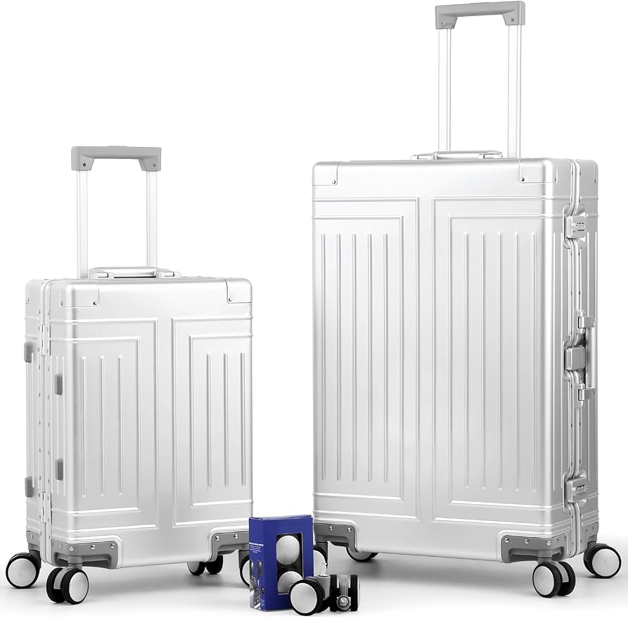 All Aluminum Magnesium Carry On Luggage，Cut from Whole Aluminum Sheet，22x14x9 Airline Approved ，（3rd Generation，Premium Magnesium Metal zipperless suitcase ） (silvery, 28inch)