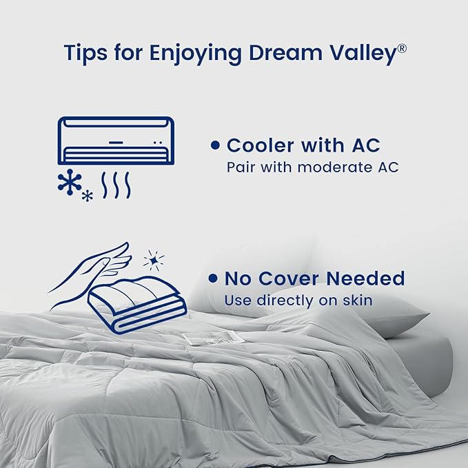 Dream Valley® Outlast® Deepsleep Cooling Comforter, King Size, NASA-Grade Space Technology Cooling Blanket for Hot Sleepers Night Sweats, Q-Max > 0.45 Aerocool™ Breathable, Cool Grey, 106"x90"
