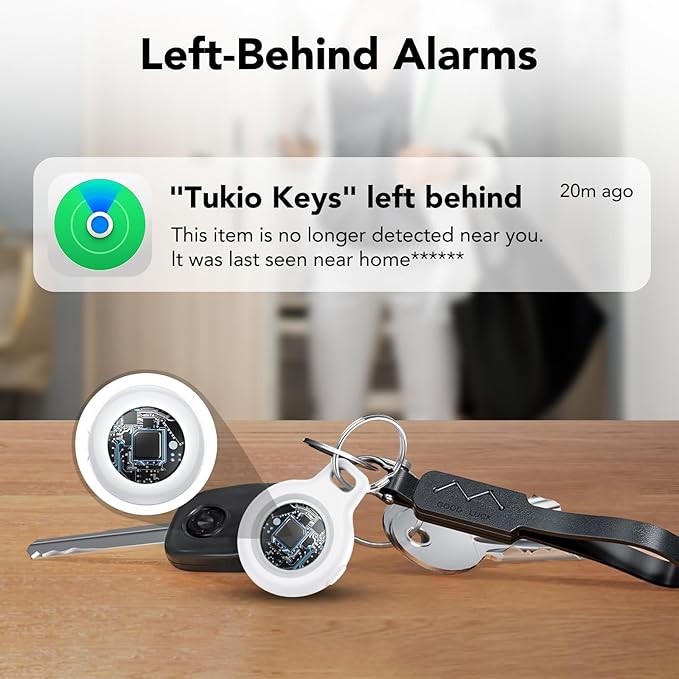 2025 New [Apple MFi Certified] (iOS Only) Air Tracker Tags-4 Pack, Bluetooth Tracker for Apple Find My, Replaceable Battery, Key Finder and Item Locator Smart Tag for Keys, Bags, Luggage, Pet (White)