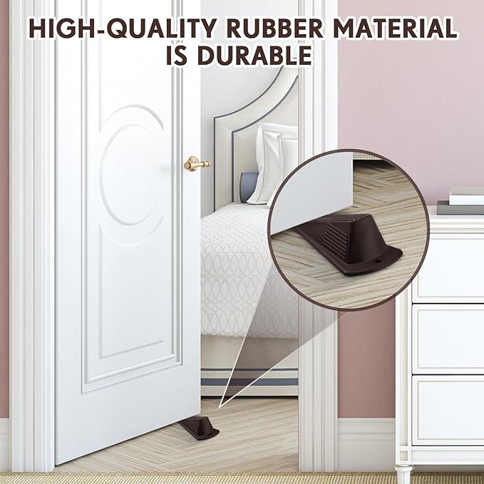 Frienda 12 Pcs Jumbo Door Stoppers Heavy Duty Door Stopper Tall up to 2inch Tall Wedge TPR Large Wedge Stackable Big Rubber Doorstop for Hotel Carpet Hardwood Concrete and Tile (Coffee)