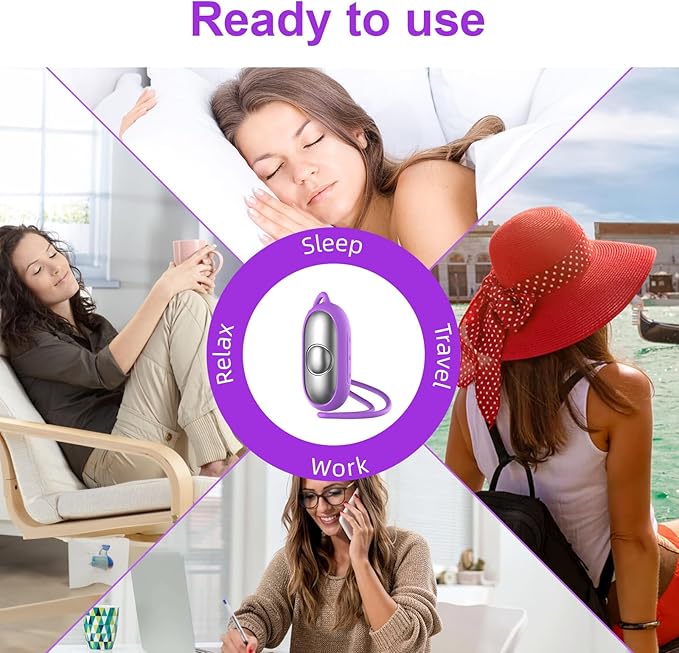 Sleep Aid Device, Micro-Current Sleep Instrument Anxiety Device, Portable Rechargeable Sleep Aid for Anxiety and Insomnia (Purple)