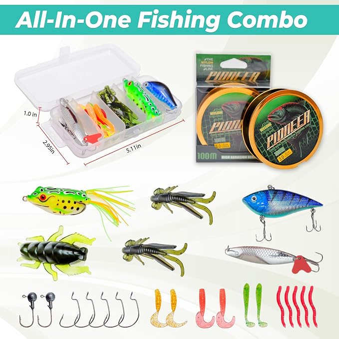 Telescopic Fishing Rod and Reel Combo, 2PACK 5.9FT 6.89FT Carbon Fiber Travel Rod, 2 Collapsible Spinning Reels, 2 100m Line, Carrier Bag and Carrier Bag Lures Kit for Adults Beginners