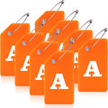 8 Pcs Luggage Tags for Suitcases, 26 Initial Letter Travel Luggage Baggage Identification Labels ID Tags Fully Bendable Tags with Stainless Steel Loop (Letter A, Orange)