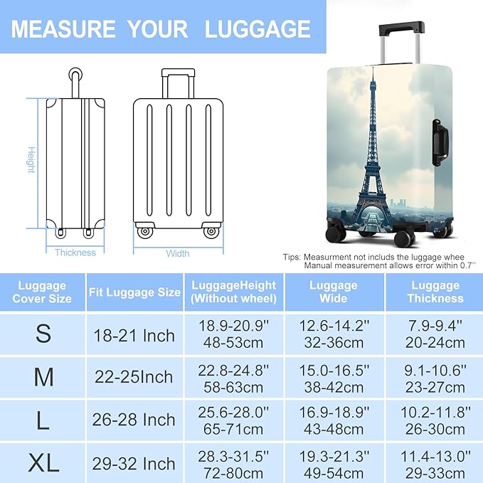 Luggage Cover Washable Suitcase Protector Anti-scratch Suitcase cover Fits 20-34 Inch Luggage (Grey, M(24-26inch suitcase))
