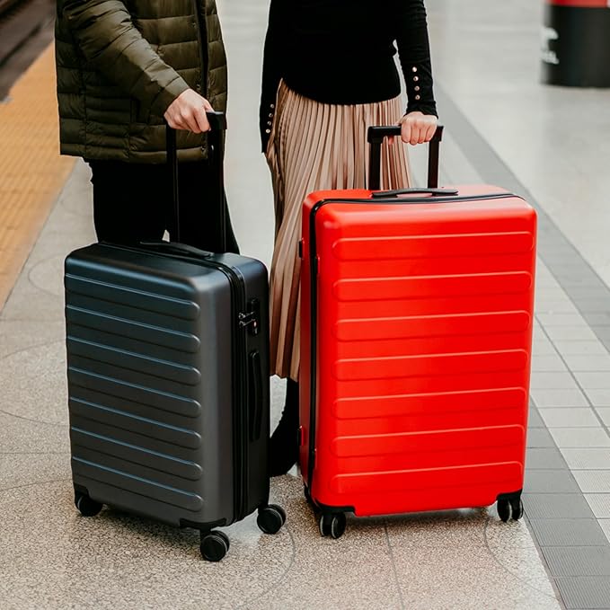 Carry on Luggage 22 X 14 X 9 Airline Approved, 20 Inch Luggage for 3-5 Days Travel, Double Spinner Wheels, 100% Hardshell PC, TSA Lock (06-Raspberry (Basic), Checked 28-Inch)