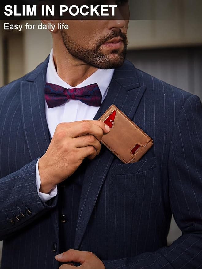 Wallet for Men RFID Wallet with Money Clip, Slim Pop Up Card Holder for 10-12 Cards, Minimalist Smart Credit Card Case with ID Window, Bifold Metal Wallet for Front Pocket, Gifts for Men