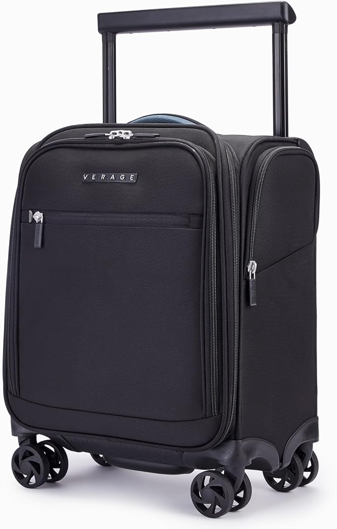 Verage Carry On Luggage with Wheels, 15 Inch Underseat Spinner Luggage Pro, Underseat Personal Item Travel Bag for Men and Women, Carry On Bags for Airplanes, Black