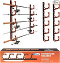 Fishing Rod Holder for Garage, H5 Wall or Ceiling Mounted Fishing Pole Holders with Soft Protective Pad, Fishing Rod Storage Organizer, Horizontal Fishing Rod Wall Mount Nets Storage (2 PACK)