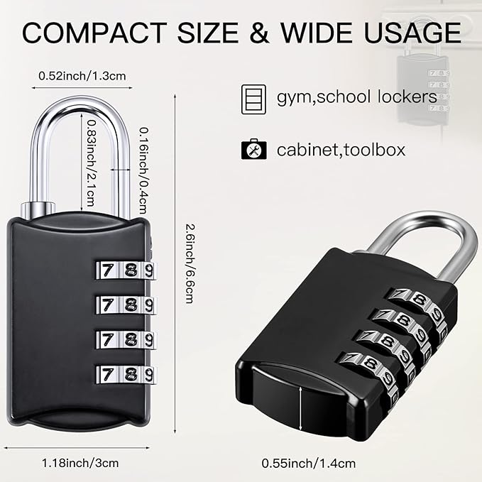 Moxweyeni 5 Pcs 4 Digit Combination Lock Small Combo Luggage Number Locks Outdoor Waterproof Padlock for Traveling Toolbox Gym Door Locker Suitcases Employee Hasp Storage