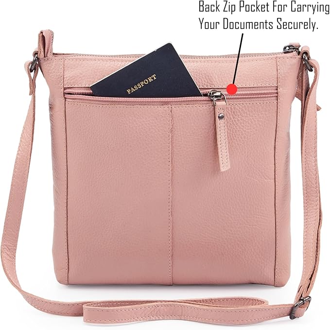 Small Soft Genuine Leather Crossbody Purse Women’s Sling Crossover Shoulder Travel Handbag with Triple Zipper