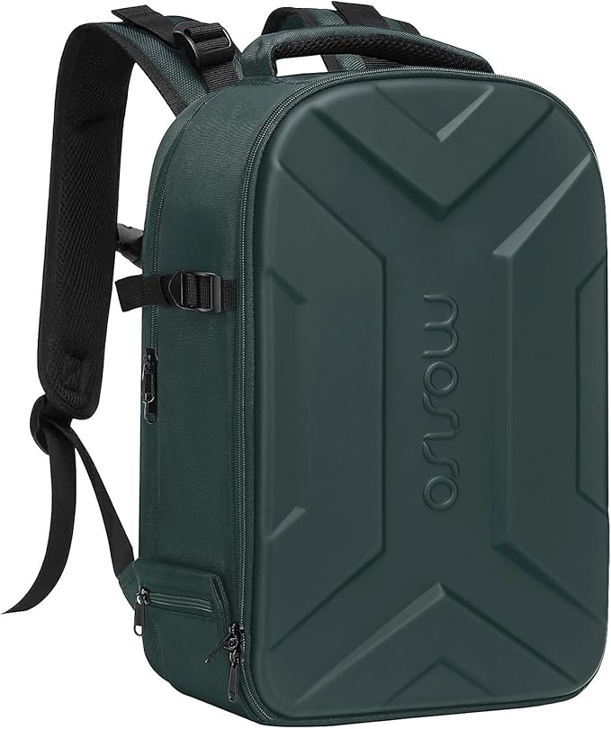 MOSISO Camera Backpack, DSLR/SLR/Mirrorless Photography Camera Bag Waterproof Artistic Geometric Hardshell Case with Tripod Holder&15-16 inch Laptop Compartment for Canon/Nikon/Sony, Emerald Green