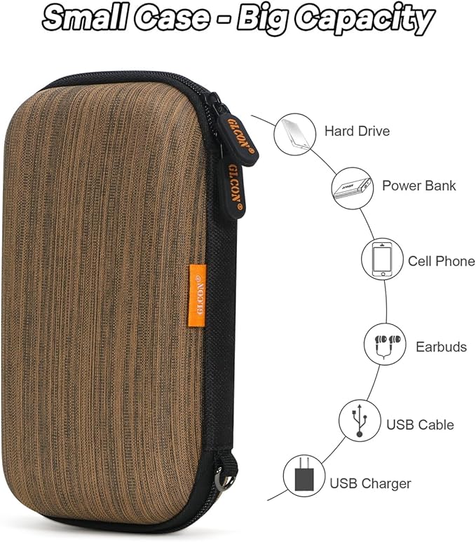 Vertical-Stripe Hard Drive Case for Western Digital WD Elements My Passport/Samsung T9 Portable/Seagate Portable 1TB 2TB 4TB - Shockproof External Hard Drive Travel Carrying Case