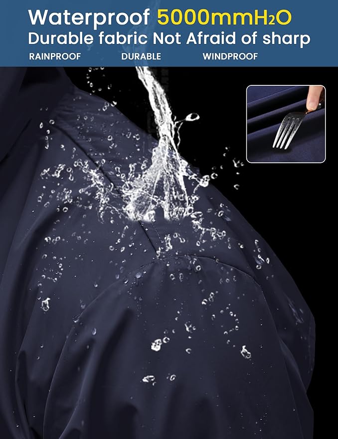 COOFANDY Men's Long Raincoat Ligtweight Rain Jacket Waterproof Outdoor Jackets with Hood