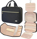BAGAIL Hanging Toiletry Bag for Women Water-resistant Cosmetic Bag Large Capacity Travel Makeup Organizer for Full-Sized Travel Essentials(Classic+Jewelry Bag, Black)