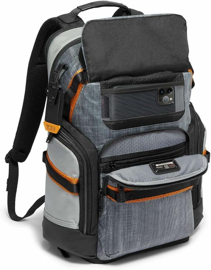 TUMI - Alpha Bravo Nomadic Backpack - Men's Durable Carry On Bag - 18.8" X 15.0" X 9.0" - Fits up to 15" Laptop - Steel