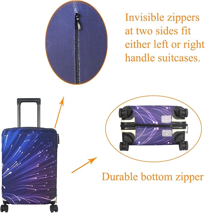 Explore Land Travel Luggage Cover Suitcase Protector Fits 23-26 Inch Case (Fireworks, M)