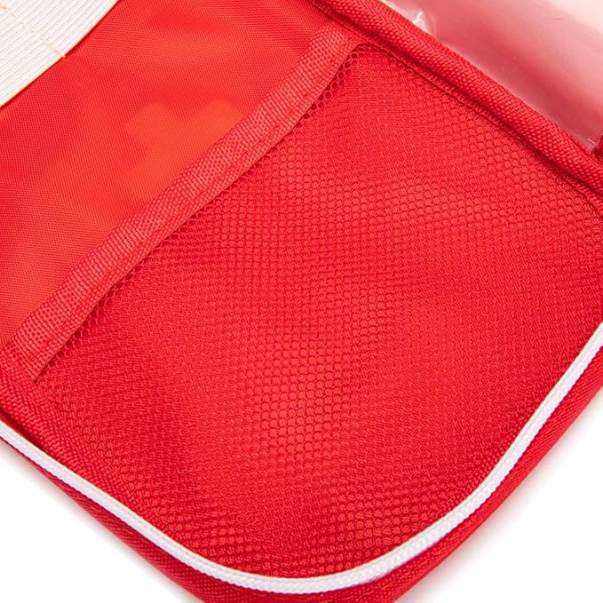 First Aid Bag Tote Empty Small First Aid Kit Bag Outdoor Travel Rescue Pouch First Responder Medicine Bag Pocket Container for Car Home Office Sport Outdoors (Red Handle)