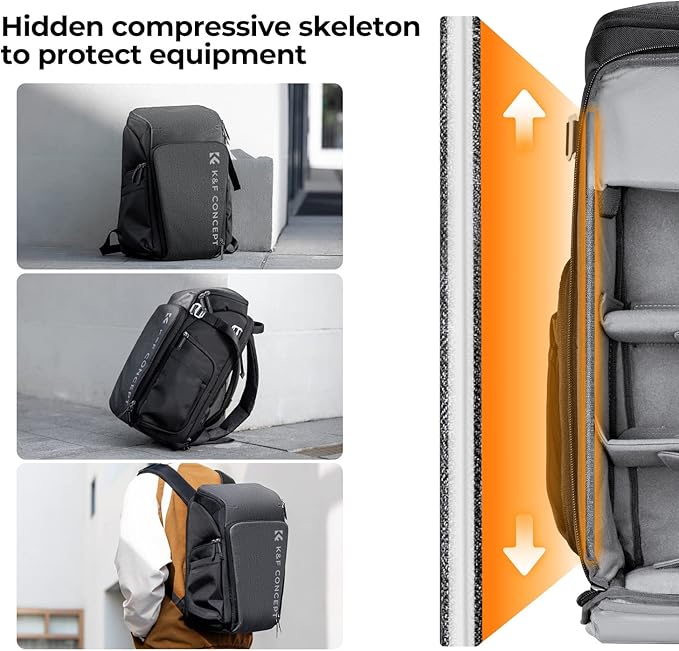 K&F CONCEPT Professional Camera bags for photographers 25L Large Capacity Camera Case Waterproof Photography Camera Backpack for Dslr Cameras
