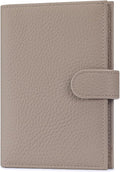 Passport Holder for Travel Women RFID Blocking Genuine Leather Passport Wallet with Card Slots, Zipper Coins Pocket, Cash Holder, Grey