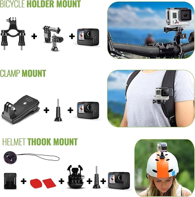 GoPro Hero (Go Pro Hero) Black Compact - Waterproof Action Camera with 4K Ultra HD Video, 12MP Photos + 50-in-1 Accessory Kit + 2 X 64GB Card + More
