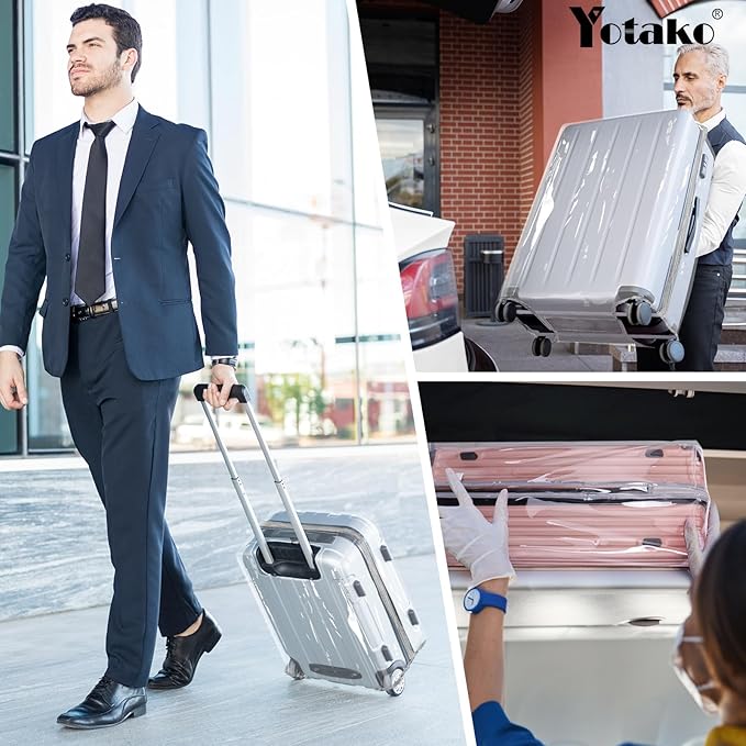 Yotako Upgraded Zippered Clear PVC Suitcase Cover, 24 Inch Luggage Covers for Suitcase Luggage Protector Cover 24''