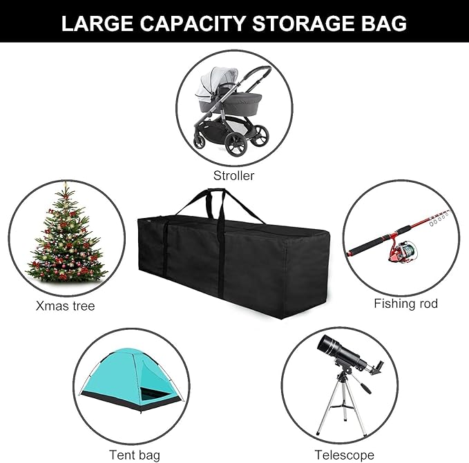 INFANZIA 45inch Sports Duffel Travel Bag, 115L Extra Large Duffel Luggage Bag with Upgrade Zipper, Water Resistant & Foldable Equipment Storage Bag for Camping Tent Tripod Fishing