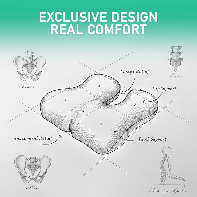 Non-Flattening Seat Cushion for Office Chairs,Gaming Chairs – Donut Pillow Ergonomic Design for Hemorrhoid, Tailbone Pain Relief, Memory Foam Long-Lasting Firm Support, Gifts for Women/Men, Dark Grey
