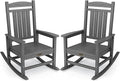 SERWALL Outdoor Rocking Chair Set of 2, HDPE Patio Rocking Chair All-Weather Porch Rocker for Balcony, Yard, Gray