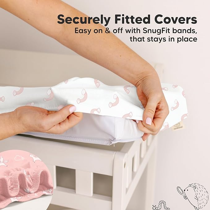 2-Pack Organic Changing Pad Covers for Girl, Boy, Neutral - 100% Cotton Changing Table Pad Cover, Soft Baby Nursery Diaper Changing Pad Sheets,Contour Changing Pads Liners,Change Pad Cover (Dreamland)