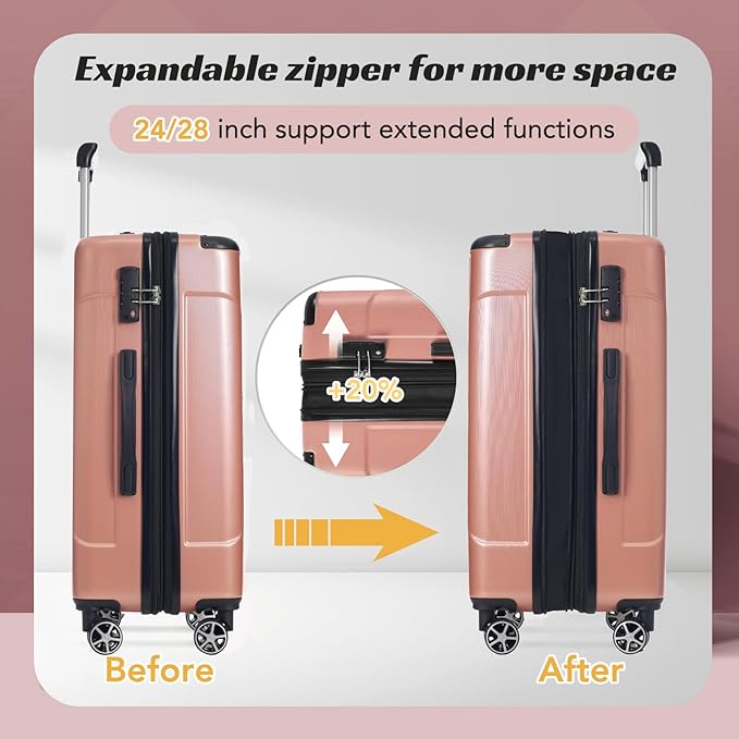 Merax 28 Inch Expandable Checked Luggage, Hardshell ABS Large Suitcase with Spinner Wheels, TSA Lock, Lightweight Travel Suitcase for Long Trips and Vacations