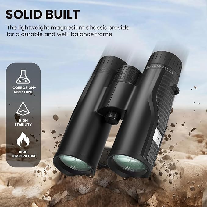 Premium ED Binoculars 10x42 for Adults - High Power HD Waterproof Binoculars for Bird Watching, Hunting & Travel