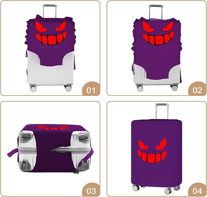 Travel Luggage Cover Thicker Spandex Suitcase Protector Elastic Washable Baggage Covers (L (for 27-28 inch luggage), Purple Eye)