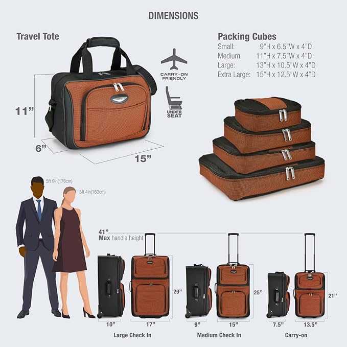 Travel Select Amsterdam 2-Piece Softside Expandable Rolling Luggage Set, 2-Wheel Suitcase with Travel Tote, Lightweight Durable Polyester, Navy