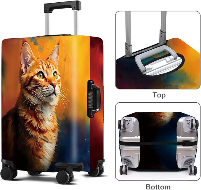 Cat Luggage Cover Washable Suitcase Protector Anti-Scratch,Stretchable Fit for 20-34Inch Luggage Durable Travel Bag Cover with Zipper Closure XL(32-34inch suitcase)