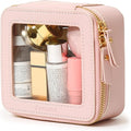 Aveniee Mini Clear Makeup Bag, Small Cosmetic Bags Travel Toiletry Pouch Organizer, TSA Approved Make up Case with Zipper, Car Bag for Essentials,Pink