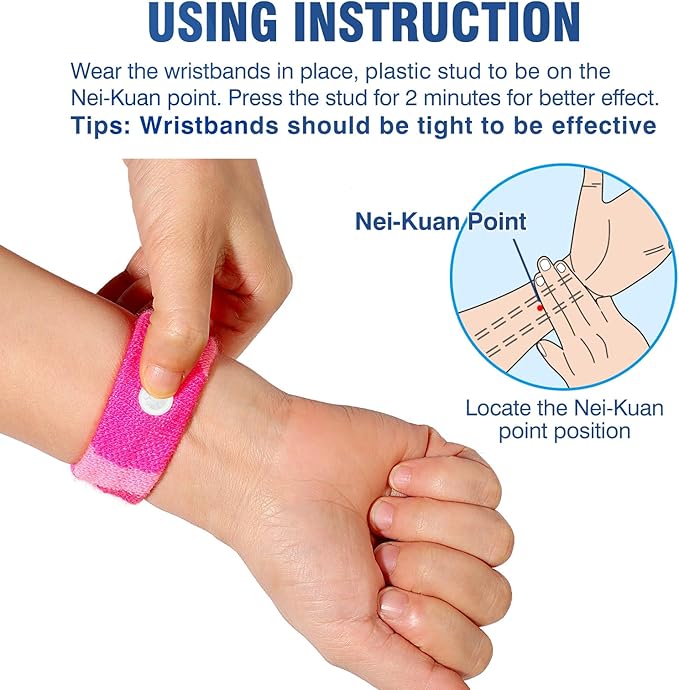 Motion Sickness Bands Anti Nausea Wristband for Adult and Kids Morning Sickness Relief for Pregnant Women Acupressure Nausea Relief for Car, Sea, Air Sickness - 1 Pair Camo Pink
