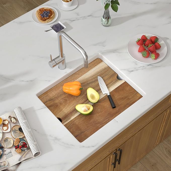 21 Inch White Granite Composite Bar Sink 21x18 Single Bowl Granite Composite Undermount Small Kitchen Sink Small Wet Bar Sinks with Workstation Quartz Natural Stone